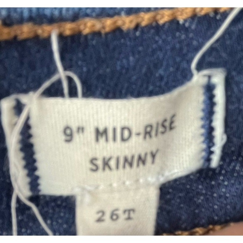 Madewell 9" Mid-Rise Skinny Wom Jeans Dark Wash Button Fly Size 26T Casual - Picture 7 of 16